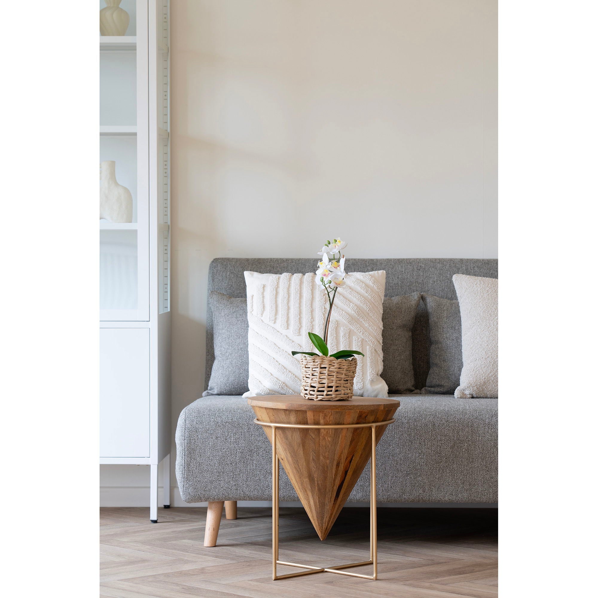 Hapur – Couchtisch aus Mangoholz und Stahl, natur, Ø40x43 cm
